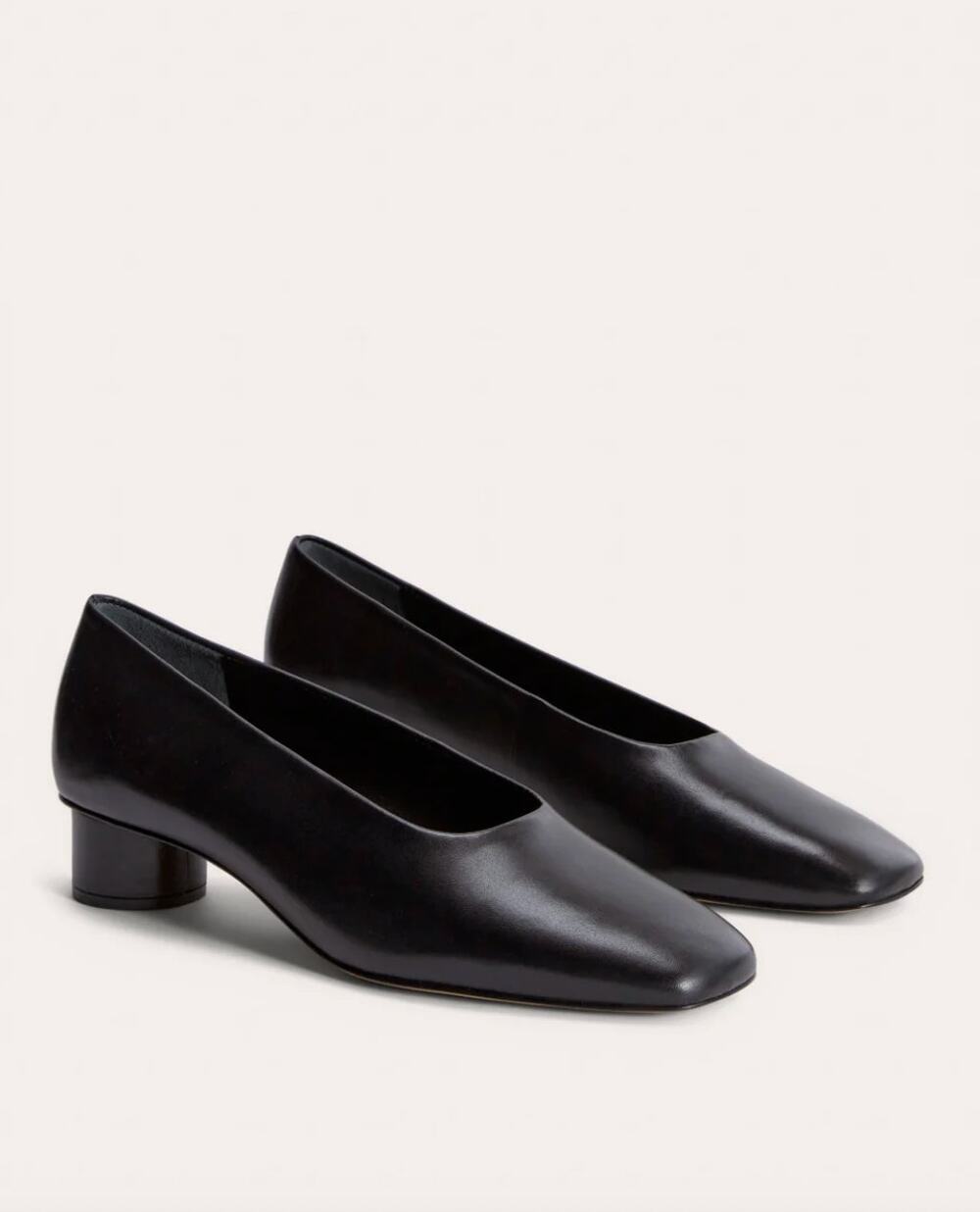 NWT Everlane Gallery Pump Womens Size 9.5 Black Leather Square Toe Low Heel